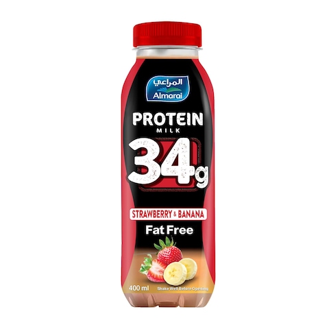 Almarai Fat Free Strawberry and Banana Protein Milk, 400ml