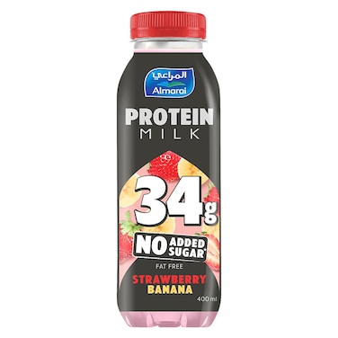 Almarai Strawberry No Added Sugar Fat Free Protein Milk, 400ml