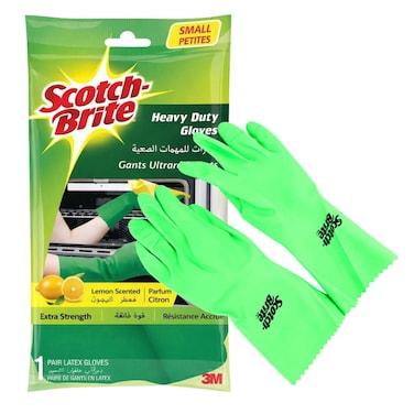 سكوتش برايت قفازات تنظيف من اللاتكس شديدة التحمل، صغيرة الحجم