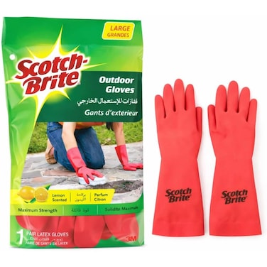 سكوتش برايت قفازات تنظيف من اللاتكس شديدة التحمل ، كبيرة الحجم