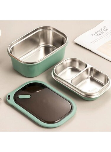 Stainless Steel Bento Box, 1200ml Large Compartment Metal Lunch Containers for Adults, Bento Box Lunch Boxes for Men, Lunch Boxes Container, Sealed Lunch Box, Green