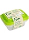 FUN BY AL BAYADER فن Biodegradable Clear Rectangular Container with Green Lid 12oz Freezer Oven Dishwasher safe One Compartment (BPA-FREE) Food Containers, Lunch Box, Reusable, Disposable (Pack of 4)