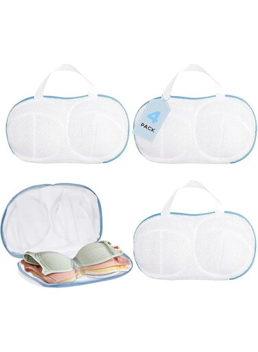 4 Pack Bra Washing Bags for Laundry,BAOLY Anti Deformation Underwear Brassiere Washing Bags,Lingerie Underwear Brassiere Bag Set for Washing Machine With Zipper,Mesh Laundry Bag