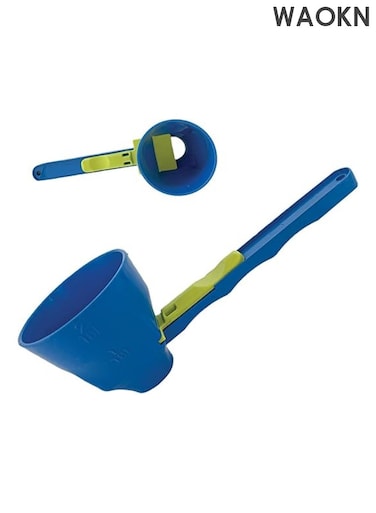 Funnel Scoop for Powder, Measuring Spoon, Measuring Spoon, Turns into Funnel with Sliding Bottom, 2 in 1 Funnel for Protein Powder and Sports Drinks