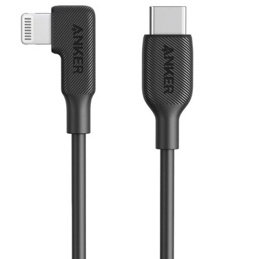 Anker USB C To Right Angle Lightning Cable 6Ft B2B - UN Black, Durable, Long Length, Right-Angle Connector