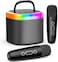 JYX Mini Karaoke Machine for Adults Kids, Portable Bluetooth Speaker with 2 Wireless Microphone, Home Party Karaoke Speaker Support SD Card/USB, Gift for Birthday and Toys for Girls/Boys grey