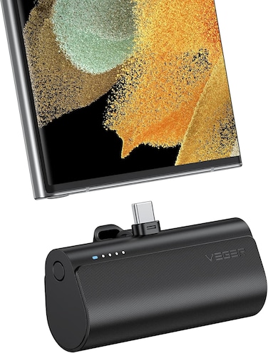 VEGER Mini Portable Charger 5000mAh, 20W PD Fast Charging USB C Small Power Bank Battery Pack for Samsung Galaxy S22, S21, S20, S10, S9, Pixel, Moto, LG, Oculus Quest, Android - Black
