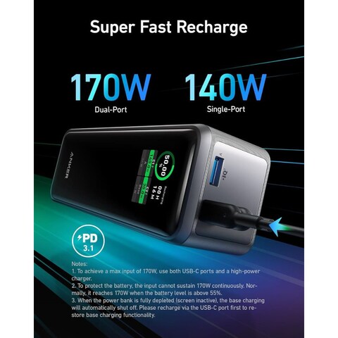 Anker Prime Power Bank, 27,650mAh 3-Port 250W Portable Charger (99.54Wh) Smart App, Compatible with MacBook Pro/Air, iPhone 15/14/13 Series, Samsung, Dell, &amp; More, Gold
