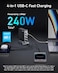 أنكر، قابس USB C بقوة 240 واط، شاحن برايم GaN، شاحن GaN سريع صغير الحجم بأربعة منافذ متوافق مع أجهزة الكمبيوتر المحمولة وأجهزة Android وApple Watch وهواتف Apple، تصميم صغير الحجم بتقنية GaN المحسنة