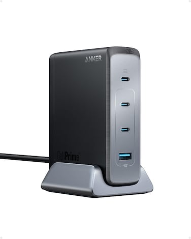 أنكر، قابس USB C بقوة 240 واط، شاحن برايم GaN، شاحن GaN سريع صغير الحجم بأربعة منافذ متوافق مع أجهزة الكمبيوتر المحمولة وأجهزة Android وApple Watch وهواتف Apple، تصميم صغير الحجم بتقنية GaN المحسنة