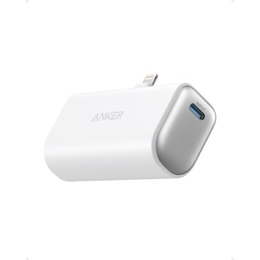 Anker 12W Power Bank with Built-in Lightning Connector, Battery Pack 5,000mAh, Compatible with iPhone 14/ Pro / Plus / Pro Max, iPhone 13 and 12 Series, White