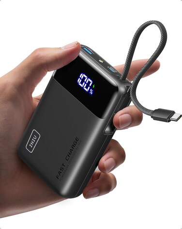 INIU Power Bank, Smallest 20000mAh 45W Portable Charger with Build in USB-C Cable, Fast Charging USB C in&amp;Out Battery Pack, Travel Phone Charger for iPhone 17 16 15 Samsung S25 S24 Xiaomi etc
