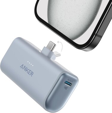 Anker iPhone 16 Portable Charger, Nano Power Bank with Built-in USB C Connector, 5,000mAh Portable Charger 22.5W, for iPhone 16/15 Series, Samsung S22/23 Series, iPad Pro/Air, AirPods, and More