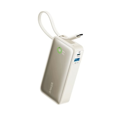 Anker Nano 10,000mAh Power Bank with Built-in USB-C Cable, PD 30W Power with 1 x USB-C, 1 x USB-A, Compatible with iPhone 15/14 Series, Galaxy, iPad, AirPods &amp; More,  White