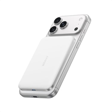 Anker Nano Power Bank, Ultra-Slim 5,000mAh Magnetic Battery Pack, Qi2 Certified 15W Max Ultra-Fast MagSafe-Compatible Portable Charger, PD 20W, Ergonomic Design, For iPhone 17/16/15/14/13 Only(White)