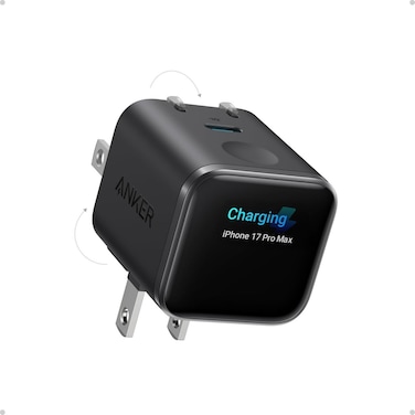 Anker Nano USB C Wall Charger, 45W Fast Charging Smart Display Charger, with 180&deg; Foldable Plug, Smart Recognition, Built-in Care Mode, for iPhone17/16/15(Non-Battery,One USB-C Port