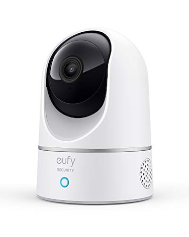 Eufy Security Indoor Cam E220, Camera For Home Security, Pan &amp; Tilt, Dog/Pet Camera, 2K Wi-Fi Plug-In, Motion Tracking, Motion Only Alerts, Night Vision, Homebase 3 Compatible, Voice Assistant Support