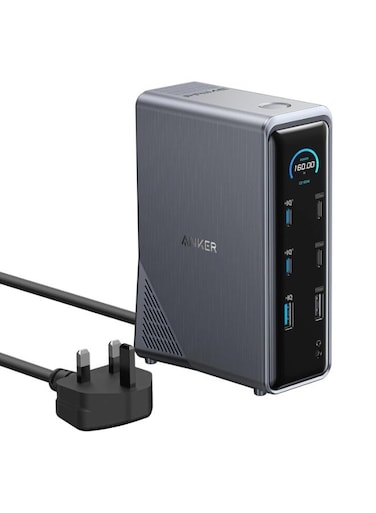 محطة إرساء Prime ‏14 في 1 بقوة GaN ‏160 واط – عرض مزدوج بدقة 4K، نقل بيانات بسرعة 10 جيجابت/ثانية، منفذ إيثرنت وشحن متعدد المنافذ لأجهزة اللابتوب USB-C