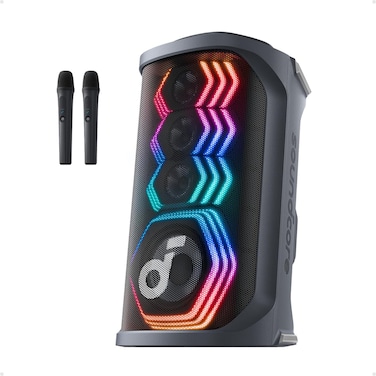 Soundcore Rave 3S AI Party Speaker, Bluetooth Wireless Speaker with LED Lights, Powerful Bass, 2 Wireless Karaoke Microphones, Long Playtime, Portable Party Speaker for Indoor &amp; Outdoor
