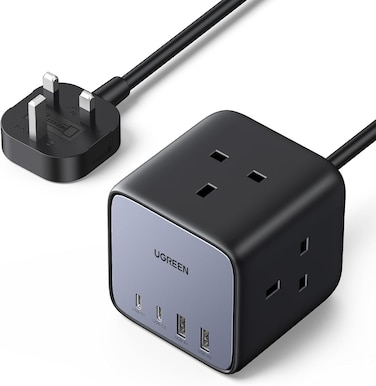 UGREEN Multiple Power Strip,Nexode 65W GaN USB C Charger, Extension Cord with 3 AC Outlets, 7-in-1 Charger Station with 4 USB Ports(2A2C) Fast Charging for Samsung S26 Ultra/S26,iPhone 12-17