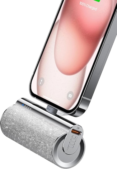 VEGER Power Bank, Mini Portable Charger with Built-In USB-C Connector, 5,000mAh Battery Pack with LED Indicator, 12W Small Powerbank for iPhone 16/15 Series, Samsung, Huawei, iPad, Xiaomi, Vivo, Oppo