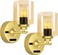 Battery Operated Wall Sconces Set of 2, 8000mAh Rechargeable Wall Lights with Remote, 3-Colour Dimmable LED Wall Lamps with Timer, Wireless Wall Lights for Bedroom Living Room Hallway, Gold