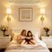 Battery Operated Wall Sconces Set of 2, Rechargeable Wireless Wall Lights with Remote &amp; White Fabric Shade, Indoor Not Hardwired Dimmable Wall Lamps for Bedroom, 2 Bulbs