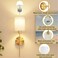 Battery Operated Wall Sconces Set of 2, Rechargeable Wireless Wall Lights with Remote &amp; White Fabric Shade, Indoor Not Hardwired Dimmable Wall Lamps for Bedroom, 2 Bulbs