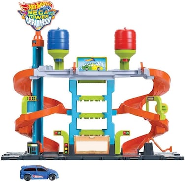 Hot Wheels City Mega Car Wash with 1 Color Shifters Car, Toy For Kids