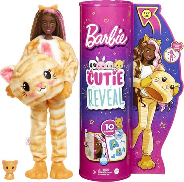 Barbie Cutie Reveal Dolls with Animal Plush Costume &amp; 10 Surprises Including Mini Pet &amp; Color Change, Gift For Kids 3 Years &amp; Older, Multicolor