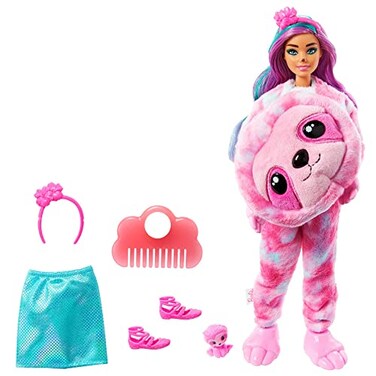 Barbie Cutie Reveal Fantasy Series Doll with Sloth Plush Costume &amp; 10 Surprises Including Mini Pet &amp; Color Change, Gift For Kids 3 Years &amp; Older