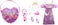 Barbie Clothes Set, Birthday-Themed With Dress, 5 Acessories &amp; Zippered Doll-Sized Heart-Shaped Bag With Clip-On Ring