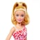 Barbie Fashionistas Doll #205 with Blonde Ponytail, Pink &amp; Red Floral Dress, Platform Sandals &amp; Hoop Earrings
