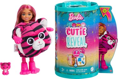Barbie Cutie Reveal Chelsea Doll And Accessories, Jungle Series, Tiger-Themed Small Set