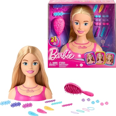 Barbie Doll Styling Head, Blond Hair with 20 Colorful Accessories