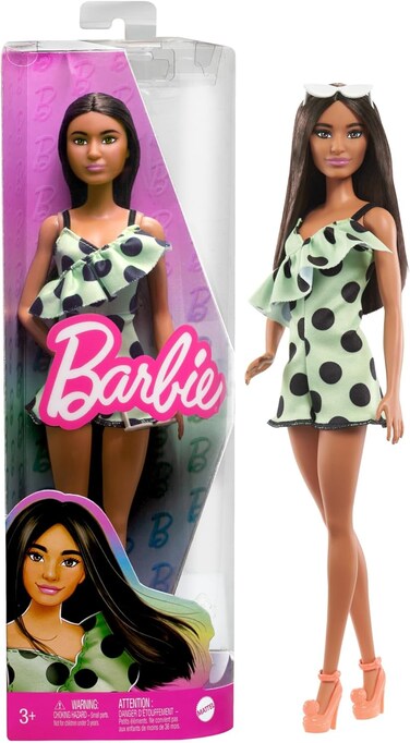 Barbie Doll, Brunette with Polka Dot Romper, Barbie Fashionistas