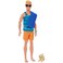 Barbie Ken Surfer Set - Movable Blonde Ken Doll with Surfboard, Puppy and Beach Accessories For Invigorating Beach Adventures, For Children From 3 Years, Hpt50