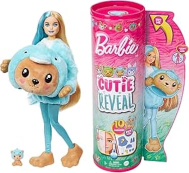 Barbie Cutie Reveal Costume-Themed Series Doll &amp; Accessories with 10 Surprises, Teddy Bear As Dolphin