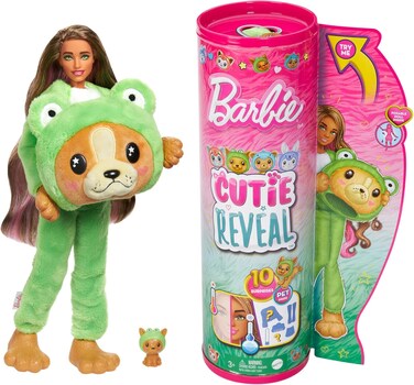 Barbie Cutie Reveal Costume-Themed Series Doll &amp; Accessories with 10 Surprises, Puppy As Frog