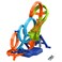 Hot Wheels Toy Car Track Set with 4 Loops, 3-Way Crash Zone &amp; Motorized Booster, Folds For Storage, with 1:64 Scale Toy Car