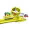 Hot Wheels Monster Trucks Track Set with 2 Toy Trucks: Oversized Skelesaurus &amp; 1:64 Scale Bone Shaker, Charge &amp; Chase Challenge with 2 Crushed Cars