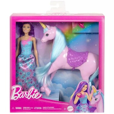 Barbie Fantasy Doll &amp; Unicorn Toy Set (20 cm)