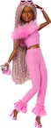 Barbie Deluxe Style Doll #4 In Barbiecore Outfit, Pink and Brown Braids, Soft Pink Top and Pant Set with Furry Collar and Fun Accessories