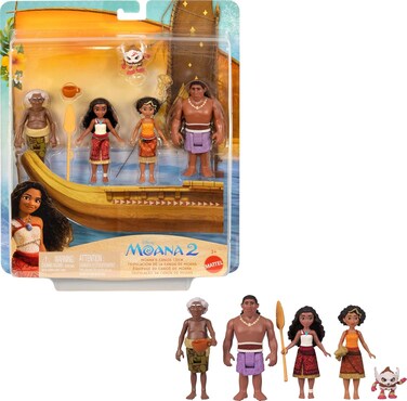 Disney Moana 2 Moana's Canoe Crew Playset (8.9 cm, 8 Pieces)
