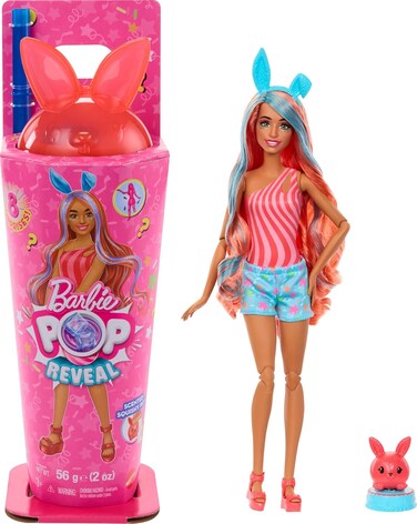 Barbie Pop Reveal Series Doll &amp; Accessories Set, Shakes Series, Scented Bright Bunny Scented Fashion Doll &amp; Pet, 8 Surprises Include Color Change