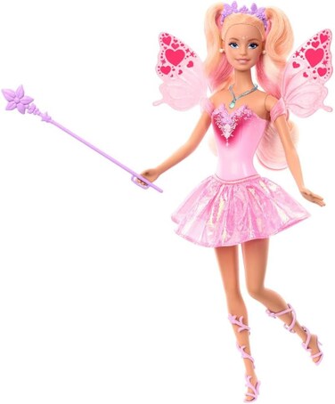 Barbie Fairy Doll with Toy Wand &amp; Fashion Accessories, Fantasy Theme with Color-Change Fun On Wings &amp; Outfit