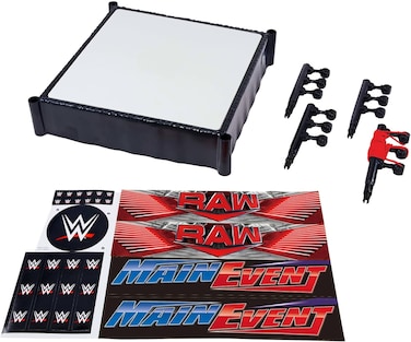 حلبة ماتيل WWE سوبرستار مع ملصقات الحدث الرئيسي ورو، وبساط حلبة زنبركي وحبال حلبة مرنة عالية الأداء