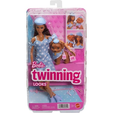 Barbie Twinning Looks Brunette Doll With Puppy And Accessories (29.5 cm)