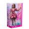 Barbie Deluxe Style Doll #6 In Metallic Coral Pink Dress with Bubble Hem, Black Hair In Ponytail, Accessories Like Sunglasses, Jewelry and Handbag, Jfp41