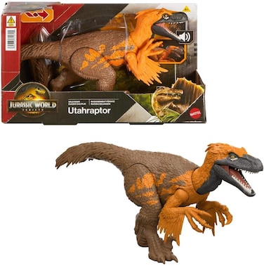 Mattel Jurassic World: Renaissance Utahraptor, Articulated Dinosaur with Bite ControlLED From Tail, Attack In All Directions, FieRCe Roar, Sound and Virtual Game Jgc80